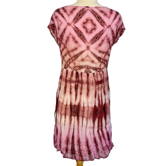 SUNDANCE Gemi Embroidered Floral Pink Tie Dye Boho Midi Dress Size XS NEW - Picture 7 of 12